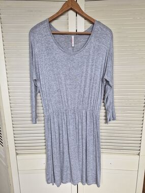 orange creek Heather Grey 3/4 Sleeve Scoop Neck Dress Size Large